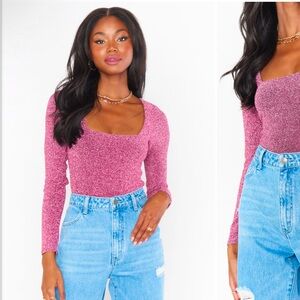 Show Me Your Mumu Unreal Bodysuit Pink Shimmy Shine Large